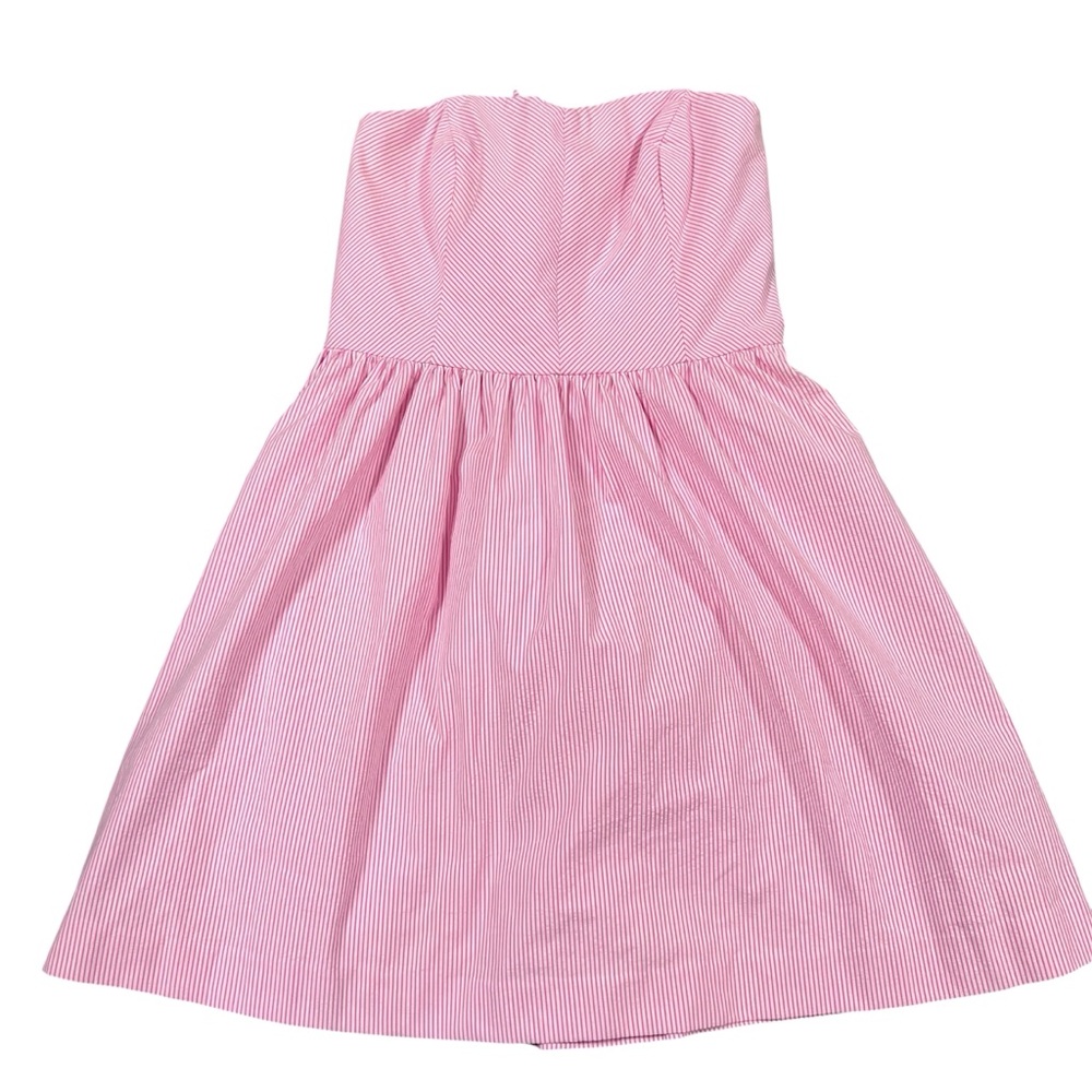 Lilly Pulitzer Richelle Strapless Dress Pink & White Striped Seersucker Sz 8 NWT